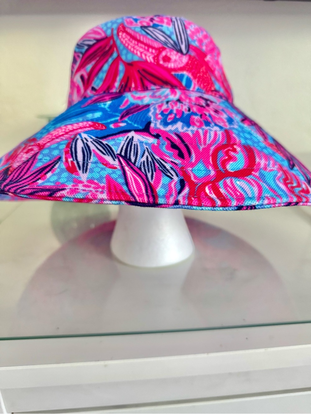 Lilly Pulitzer Pink & Blue Floral Wide-Brim Sun Hat